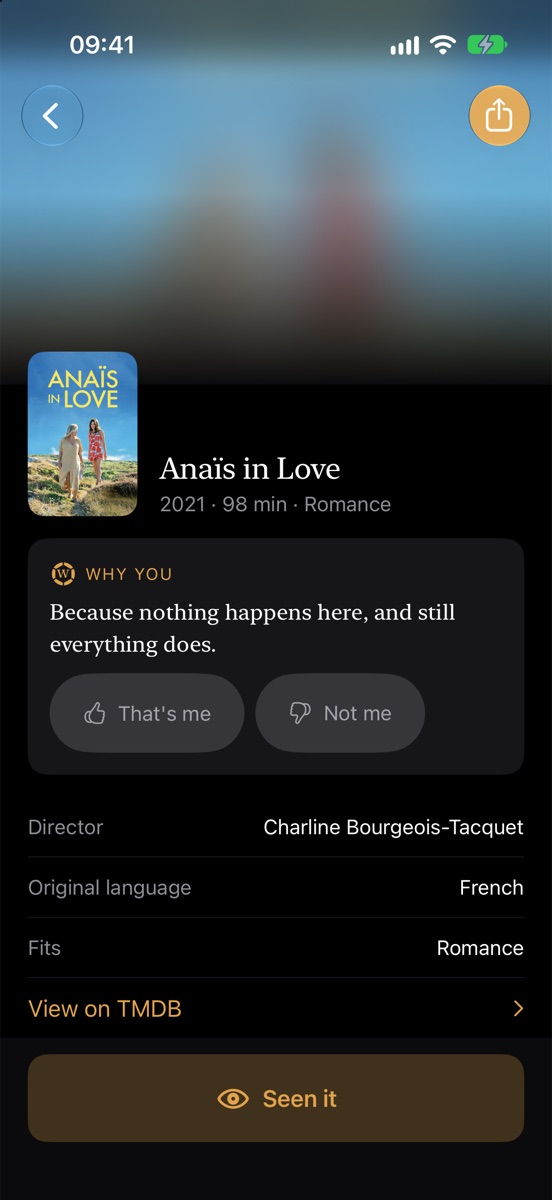 Film detail with Wilhelm's reason and streaming services